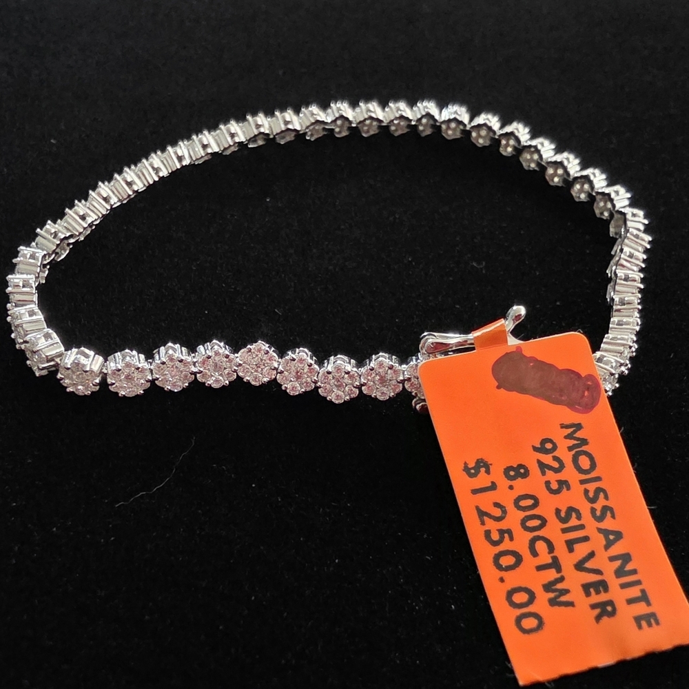 💎 Moissanite Flower Tennis Bracelet | 8.0 CTW | VVS D | S925 3mm 7.5" PL